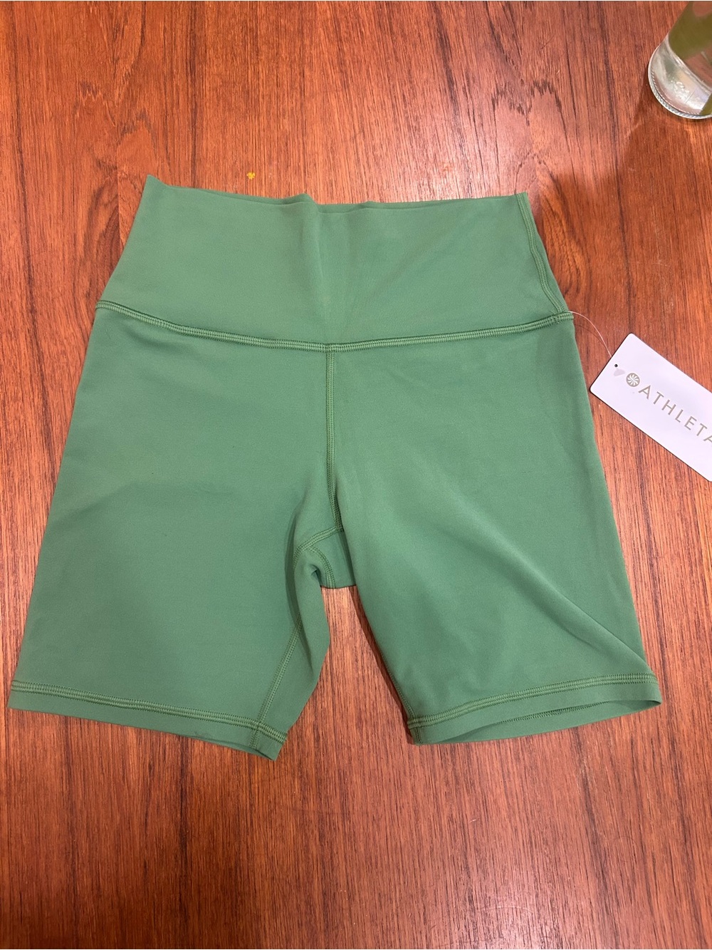 Athleta Green High-Rise Bike Shorts
